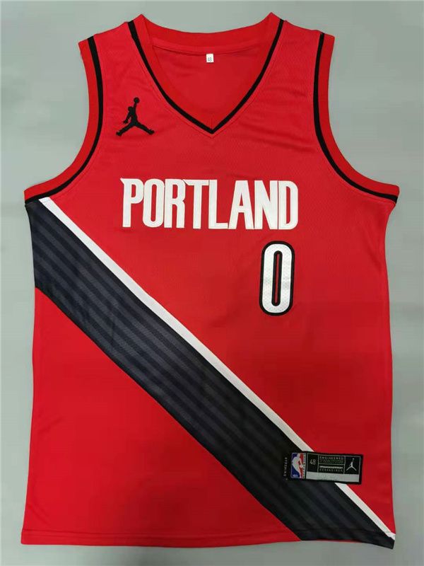 Cheap Men Portland Trail Blazers 0 Lillard Red 2021 Game NBA Jersey